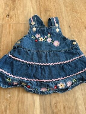 Vintage floral denim overall Dress